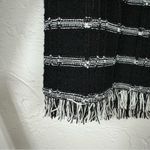 Ming Wang Black White Chunky Knit Sweater Womens M Fringe Preppy Pullover Mock Photo 4