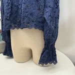 Free People Blue Ruffled Olivia lace Blouse Photo 15