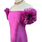 Badgley Mischka Mikado Mermaid Gown Off-Shoulder Pinwheel Flowers pink size 4 Photo 8