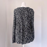 Style & Co Black & White Floral Print Scoop Neck Long Sleeve Blouse Size M Photo 3