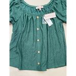 Philosophy Womens Size XS Green Swiss Dot Puffed Sleeve Blouse Bohemian Photo 4