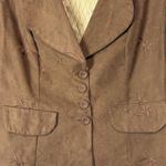 Oleg Cassini Vintage Embroidered Brown Blazer Faux Suede Medium/8 Career Church Photo 2