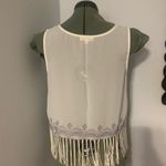 MINE Embroidered Sheer Fringe Tank Top White Medium NEW Photo 3