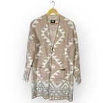 Frye  Women's The Cozy Cardigan Sweater Tan Size Large Aztec Print Photo 2