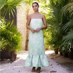 Damaris Bailey Glicina Satin Slip Maxi Green Floral Ruffle Hem Small EUC Photo 8