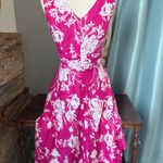 dressbarn Pink and White Floral Midi Dress Size 12 Photo 2