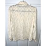 SheIn Ivory Lapel Collar Fuzzy Puff Sleeve Button Down Blouse Medium Photo 9