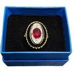 Sterling Silver Gold Plated ring Black Pink Cubic Zirconia Cocktail Size 11 NEW Photo 0