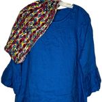 John Mark Blue Linen‎ Dress with Scarf nwt Size L Photo 1