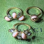 Gucci Interlocking G Flower Ring Ottone/Resin/Strass Gold Pink Crystal 702609 Photo 5