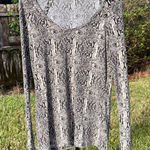 Norma Kamali  Grey Python Snake Scale Print Long Sleeve Stretchy Top Size L Photo 0