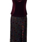 Vintage 2 Piece Set Draped Cowl Neck Velvet Top & Flowy Pants Skirt Womens 12 Photo 0