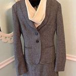 Escada Blazer Two Button Blouse Dress Suit Gray Tweed 36 Small Photo 0