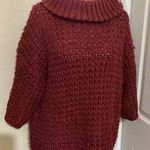 Tracy Reese Plenty  Waffled Turtleneck Tunic Open Knit Sweater Burgundy S Photo 0
