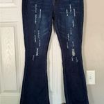 Celebrity Ace Ribbed Y2K Denim Jeans Bell Bottom Flare Blue Size 32 Photo 3
