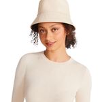 Steve Madden  Women's Reversible Plaid Bucket Hat Cream Fabric Photo 1