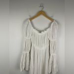 NOTHING FITS BUT Seine Maternity Gown Cotton Gauze Nursing Off Shoulder Sz S/M White Photo 9