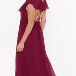 Nasty Gal Wrap Back Ruffle Sleeve Maxi Dress in Burgundy - 4 Photo 0