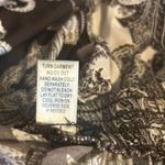 IMAN Easywear Pants SZ LG Brown Gold Trim Paisley Slinky Wide Leg Elastic Waist Photo 7