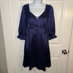 Collective Concepts  Zebra Jacquard Mini Dress Satin Blue M Photo 3