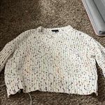 I.N. San Francisco colorful sweater, white with colorful tiny pom poms Photo 0