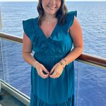 TJ Maxx Teal Ruffle Maxi Dress Photo 0