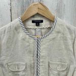 Lands' End Clasp Front Jacket 10P Tan Linen Pockets Nautical Coastal Grandma Photo 1