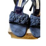 BELTRAMI Suede Sandals Navy Blue 3D Floral Design Sling Back Italy EU 38 US 7.5 Photo 7