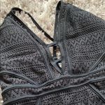 Black One Piece Crochet Swimsuit with Deep V Photo 1