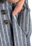 Ci Sono  Linen Blue White Pinstriped Beachy Coastal High Rise Pull On Pants Sz M Photo 2