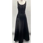 Vintage 90s Ball Gown Beaded Lace Bodice Satin A Line Fit & Flare Black Womens 4 Photo 3