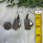 Rectangle faceted rhinestones brass tone earrings Photo 4