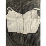 MADRAG‎ White Corset Bustier Crop Top Women's Zip Size S Front Clubwear Festival Photo 2