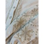 Tahari  Linen Blend Shirt Blouse Womens‎ Large Neutral Embroidered Church Office Photo 6