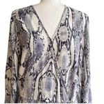 Blue Island Beach Blue Ivory Long Sleeve Tassel Tie Swimsuit Coverup Dress Small Photo 2