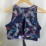 Peloton Black Multi Color Graphic Print Cropped Athletic Sport Bra Top NEW XL Photo 1