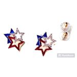 Patriotic Star Earrings Crystals Posts July 4th, Veterans Memorial Labor… Red Photo 4