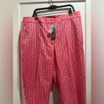 Talbots Heritage Floral Pink & Red Geometric Print Pants Size 12 Photo 1