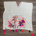 Lovestitch Granada Caftan Women's One Size White Floral Embroidered 100% Cotton Photo 0