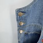 Vintage Carole Little Denim Jumper Dress Large Blue Jean Embroidered Cotton NEW Photo 5