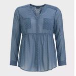 Torrid NWT Emma Dusty Blue Swiss Dot Babydoll Tunic Size 1X Photo 3
