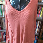 Free People We the Free coral oversized flowy S waffle v-neck top Photo 0