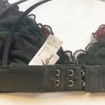 French Affairs Size Small Black Mesh Rose Appliqué Triangle Bra Photo 4