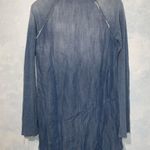 THML  Washed Out Denim Blue Raw Hem Long Sleeve Crewneck Casual Comfy Tunic XS Photo 6