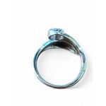 Ring Native American Zuni silver inlay Teal Resin Filled Wrap around Leaf Size 6 Photo 1