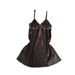 Adonna vintage silky satin brown slip mini camisole dress women’s size medium Photo 1
