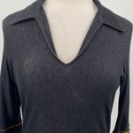 Vintage Y2k Bell Sleeve Stretch Cotton Denim Dress Collared V Neck Dark Wash M Blue Size M Photo 4