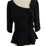 White House | Black Market Black 3/4 Sleeves Peplum Ruffles Top Womens Sz 0 | 17-8 Photo 0