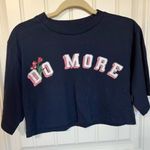Abound  Womens Small Blue Crop‎ Top Do More Graphic Tee Short Sleeve Casual Top Photo 0