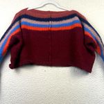 Free People  Alpaca Blend Sweater Womens Small Striped Boat Neck Cropped Soft Photo 0